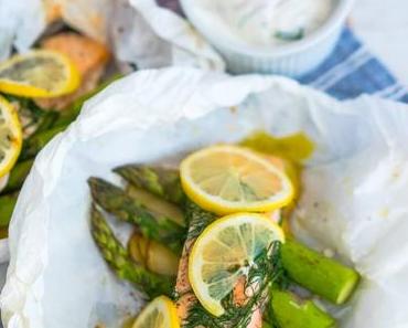 Lachspäckchen mit grünem Spargel – Escal Seafood
