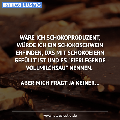 Lustiger BilderSpruch - WÄRE ICH SCHOKOPRODUZENT, WÜRDE ICH EIN...