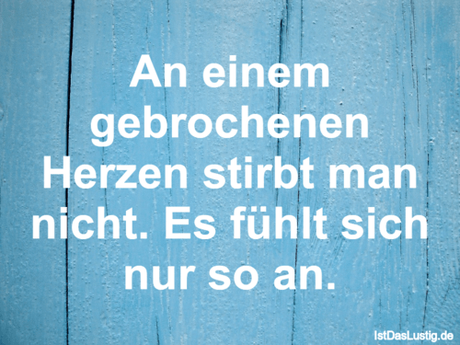 Lustiger BilderSpruch - An einem gebrochenen Herzen stirbt man nicht....