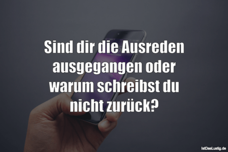 Lustiger BilderSpruch - Sind dir die Ausreden ausgegangen oder warum...