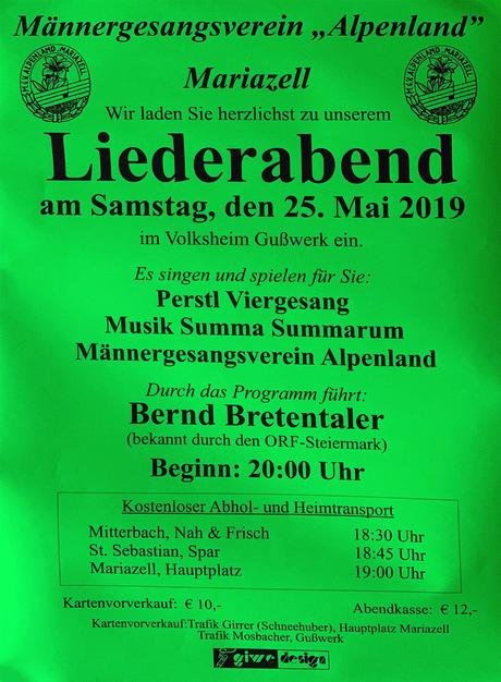 Termintipp: MGV Alpenland Mariazell Liederabend