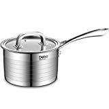 Debo Master Class 304 Edelstahl Multicook Deep Milk Pan Keine beschichtete Non-Stick Eco Kochtopf mit gehärtetem Glas Deckel für Induktion/Gas,18cm