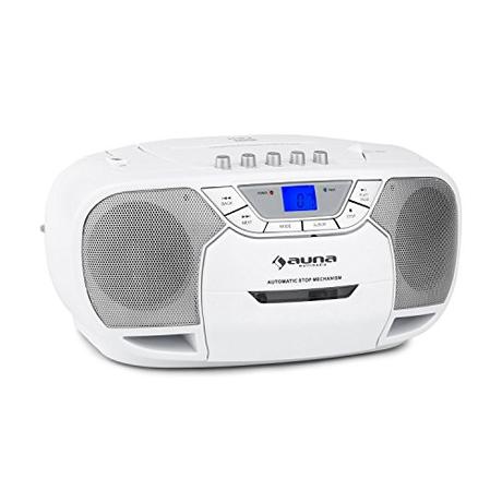 auna BeeGirl • CD-Radio • Boombox • Kassettenplayer • programmierbarer MP3- / CD-Player • Kassettendeck • UKW-Radio • MP3-fähiger USB-Port • LCD-Display • tragbar • pink