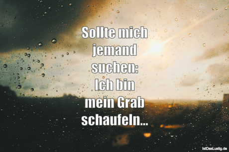 Lustiger BilderSpruch - Sollte mich jemand suchen: Ich bin mein Grab...