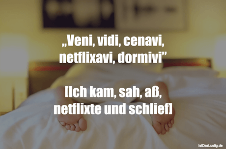 Lustiger BilderSpruch - „Veni, vidi, cenavi, netflixavi, dormivi”  [Ich...