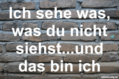 Lustiger BilderSpruch - Ich sehe was, was du nicht siehst...und das bin...