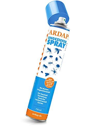 ARDAP Ungezieferspray mit Sofort- und Langzeitwirkung, bis zu 6 Wochen Schutz zur Bekämpfung von akutem Ungeziefer- und Insektenbefall (u.a. Mücken, Wespen, Silberfische, Bettwanzen), 1 x 750 m