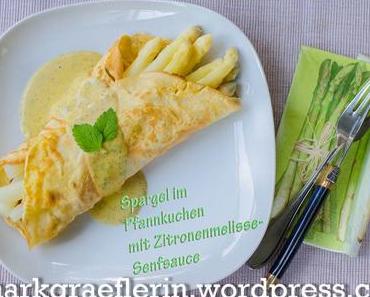 Spargel im Pfannkuchen mit Zitronenmelisse-Senfsauce
