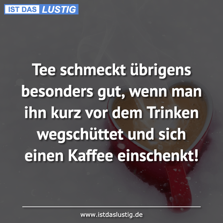 Lustiger BilderSpruch - Tee schmeckt übrigens besonders gut, wenn man...