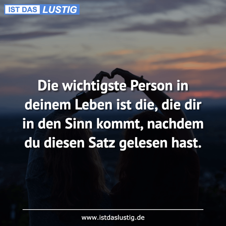 Lustiger BilderSpruch - Die wichtigste Person in deinem Leben ist die,...