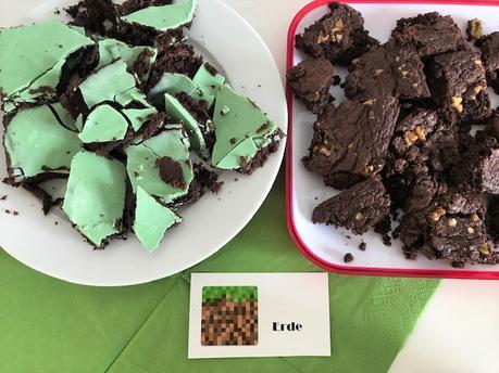 Minecraft-Geburtstag, statt Kuchen gibt es Brownies+