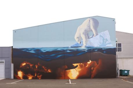 Meere retten mit Murals - Sea Walls - Eisbaer mit schmelzendes Eis