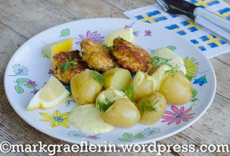 Midsommar Rezept: Schwedische Lachsfrikadellen mit Frühkartoffeln