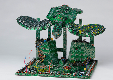 Eine Schildkröte, die aus elektronischen Bauteilen besteht