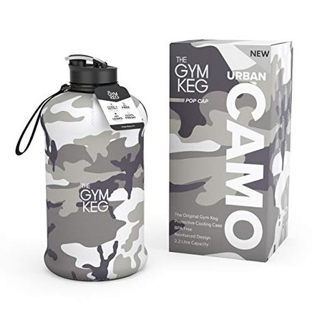 The Gym Keg, Bodybuilding-Wasserflasche / Trainingsflasche, Design 2018, stark, robust, hochwertig, 2,2 Liter Fassungsvermögen, mit Griff, umweltfreundlich, BPA-frei, URBAN-CAMO-Edition