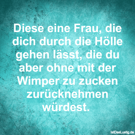 Lustiger BilderSpruch - Diese eine Frau, die dich durch die Hölle gehen...