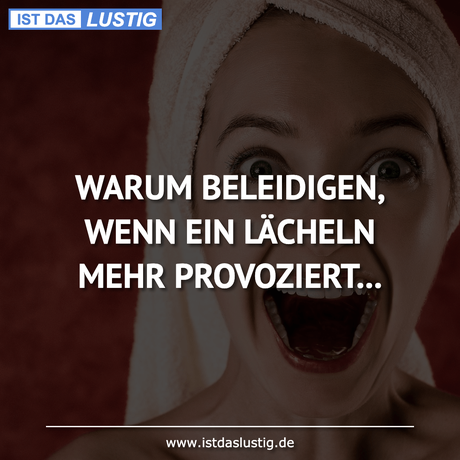 Lustiger BilderSpruch - WARUM BELEIDIGEN, WENN EIN LÄCHELN MEHR...