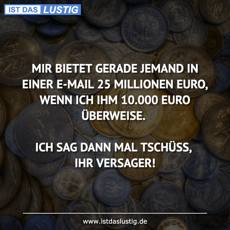 Lustiger BilderSpruch - MIR BIETET GERADE JEMAND IN EINER E-MAIL 25...