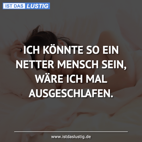 Lustiger BilderSpruch - ICH KÖNNTE SO EIN NETTER MENSCH SEIN, WÄRE ICH...