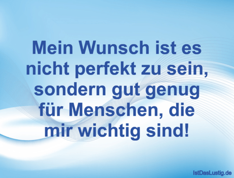 Lustiger BilderSpruch - Mein Wunsch ist es nicht perfekt zu sein,...