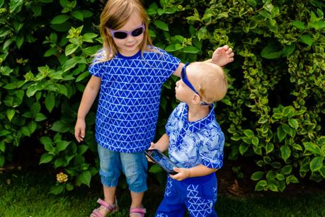 Blaue Geschwister Kombi nähen für Junge und Mädchen