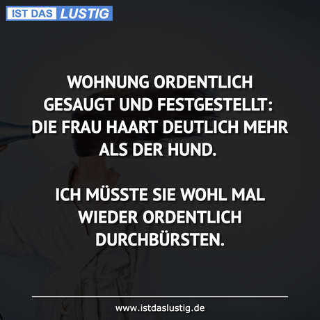 Lustiger BilderSpruch - WOHNUNG ORDENTLICH GESAUGT UND FESTGESTELLT:...