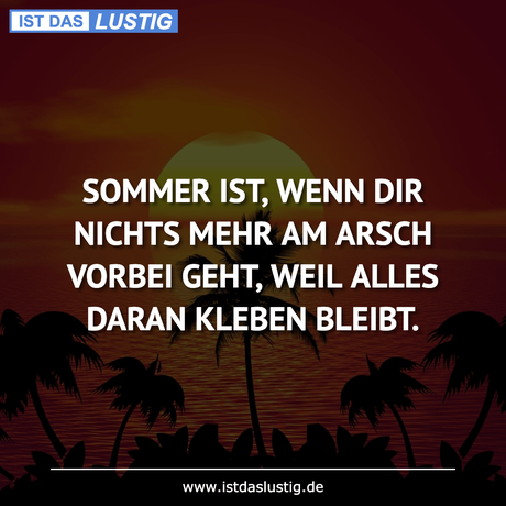 Lustiger BilderSpruch - SOMMER IST, WENN DIR NICHTS MEHR AM ARSCH...