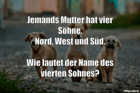 Lustiger BilderSpruch - Jemands Mutter hat vier Söhne. Nord, West und...