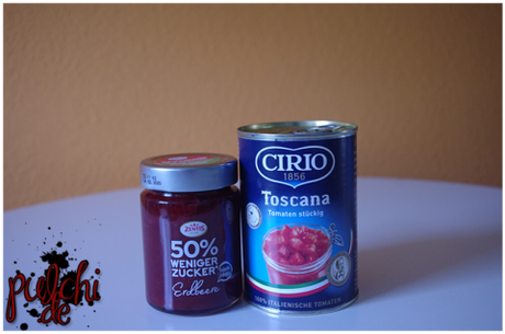 Zentis 50% weniger Zucker Erdbeere || CIRIO Toskana Tomaten stückig