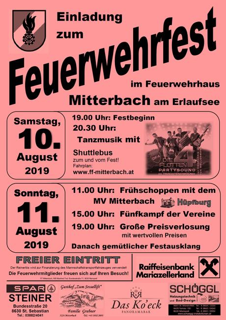 Termintipp: Feuerwehrfest in Mitterbach 2019