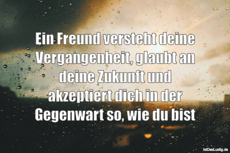 Lustiger BilderSpruch - Ein Freund versteht deine Vergangenheit, glaubt...