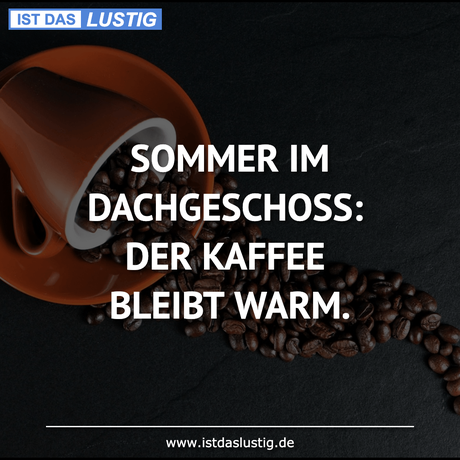 Lustiger BilderSpruch - SOMMER IM DACHGESCHOSS: DER KAFFEE BLEIBT WARM.