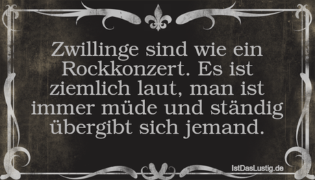 Lustiger BilderSpruch - Zwillinge sind wie ein Rockkonzert. Es ist...