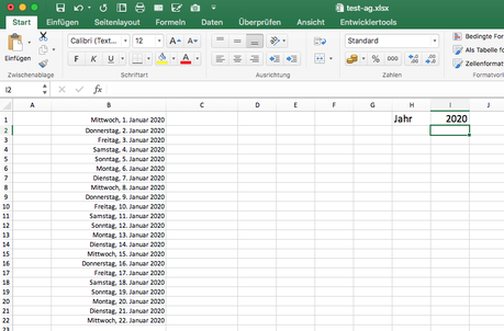 Excel-Quickie: Wie kann ein Spalte mit allen Tagen des Jahres (Monat) erzeugt werden?