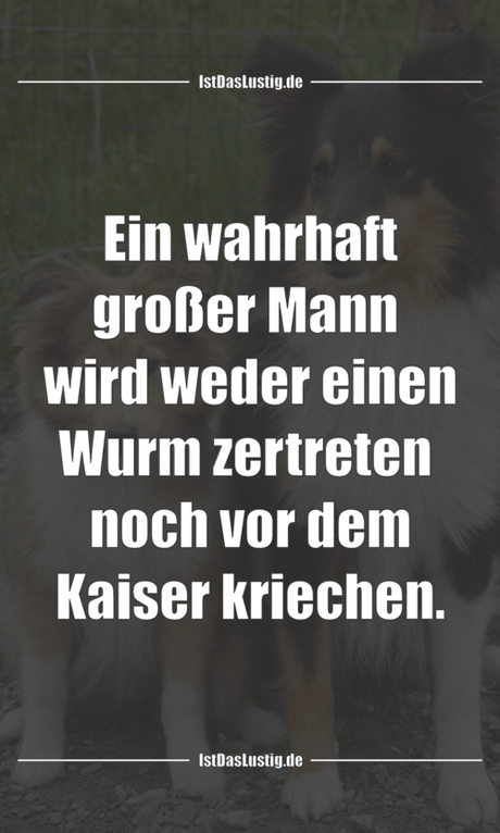 Lustiger BilderSpruch - Ein wahrhaft großer Mann  wird weder einen Wurm...