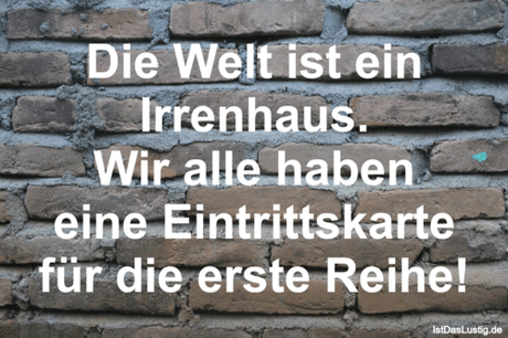 Lustiger BilderSpruch - Die Welt ist ein Irrenhaus. Wir alle haben eine...