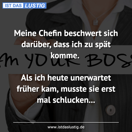 Lustiger BilderSpruch - Meine Chefin beschwert sich darüber, dass ich...