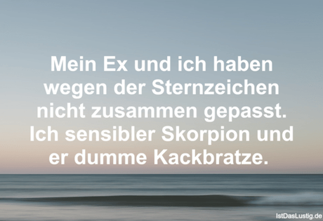 Lustiger BilderSpruch - Mein Ex und ich haben wegen der Sternzeichen...