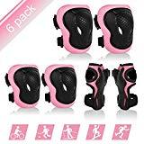 ValueTalks Kinder Schützer inliner Schonerset Schutzausrüstung Kinder Knieschoner Ellenbogenschützer Handgelenkschoner Protektorenset für Skateboard Roller Skaten Fahren Outdoor Sport (Rosa)