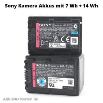 Sony Akkus mit 1.960 mAh/ 13 Wh und 980 mAh/6,6 Wh