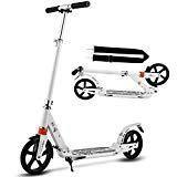 Hikole City Scooter Tretroller Kickscooter Klappbar und Höhenverstellbar mit Big Wheel für Erwachsene und Jungendlichen ab 12 Jahre bis 100kg(Typ1 Weiß)