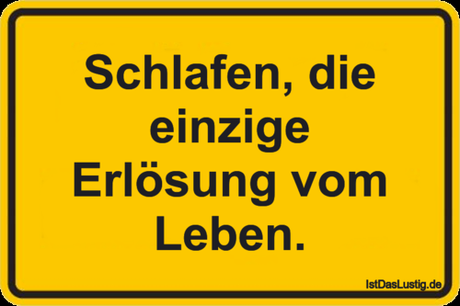 Lustiger BilderSpruch - Schlafen, die einzige Erlösung vom Leben.