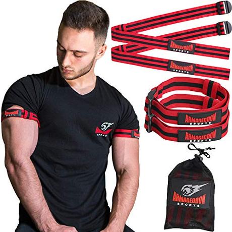 ARMAGEDDON SPORTS BFR-Manschetten Okklusionstraining Occlusion Resistance Training Bands for Blood Flow Restriction of Arms and Legs - 4 Pack