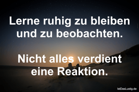 Lustiger BilderSpruch - Lerne ruhig zu bleiben und zu beobachten....