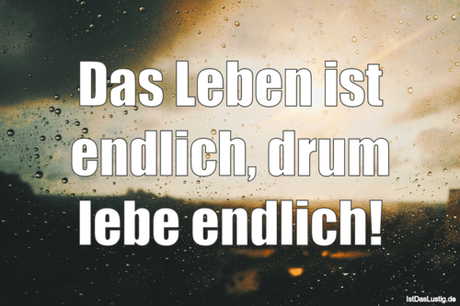 Das Leben ist endlich, drum lebe endlich!
