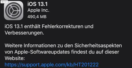 Erstes Update für Apples iOS 13 ist da
