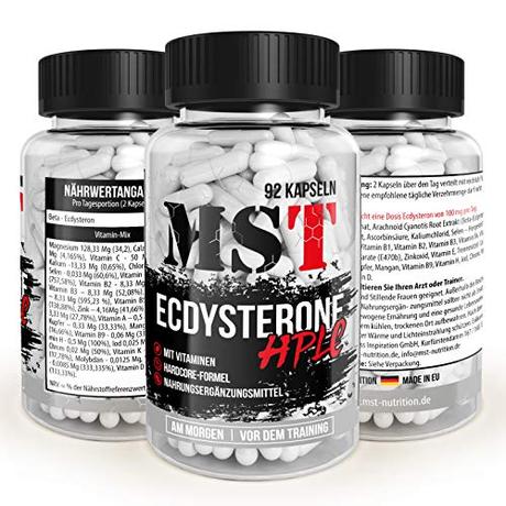 MST Ecdysterone HPLC geprüft 92 Kapseln | muskelaufbau ernährung | increased endurance sports | hohe konzentration | plus 24 Vitamine und Minerale | Beta Ecdysteron aus Deutschland | MST Nutrition |