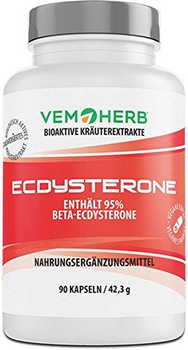 Vemoherb 95% beta Ecdysteron - Leuzea Ecdysterone - hochdosiert - Sportnahrung für Muskelaufbau & Ausdauer - Ecdysone Steroide & Adaptogene - 90 Kapseln