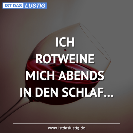Lustiger BilderSpruch - ICH ROTWEINE MICH ABENDS IN DEN SCHLAF...