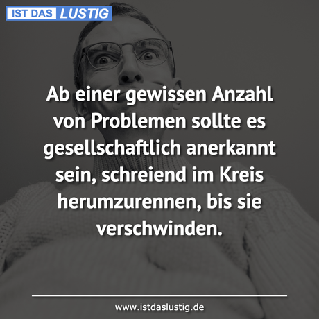 Lustiger BilderSpruch - Ab einer gewissen Anzahl von Problemen sollte...